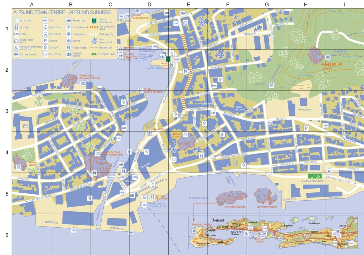 alesund Nòvèj kat jeyografik nan vil la
