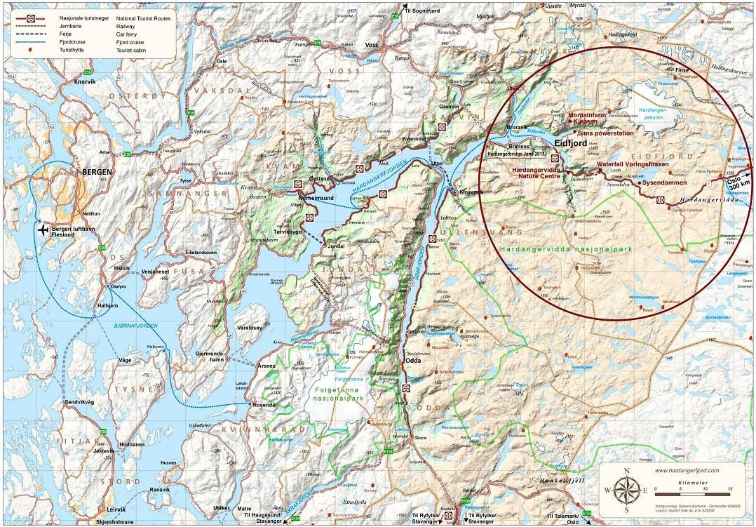 hardangerfjord Nòvèj kat jeyografik