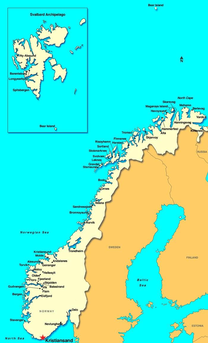 Kat jeyografik nan kristiansand nan Nòvèj