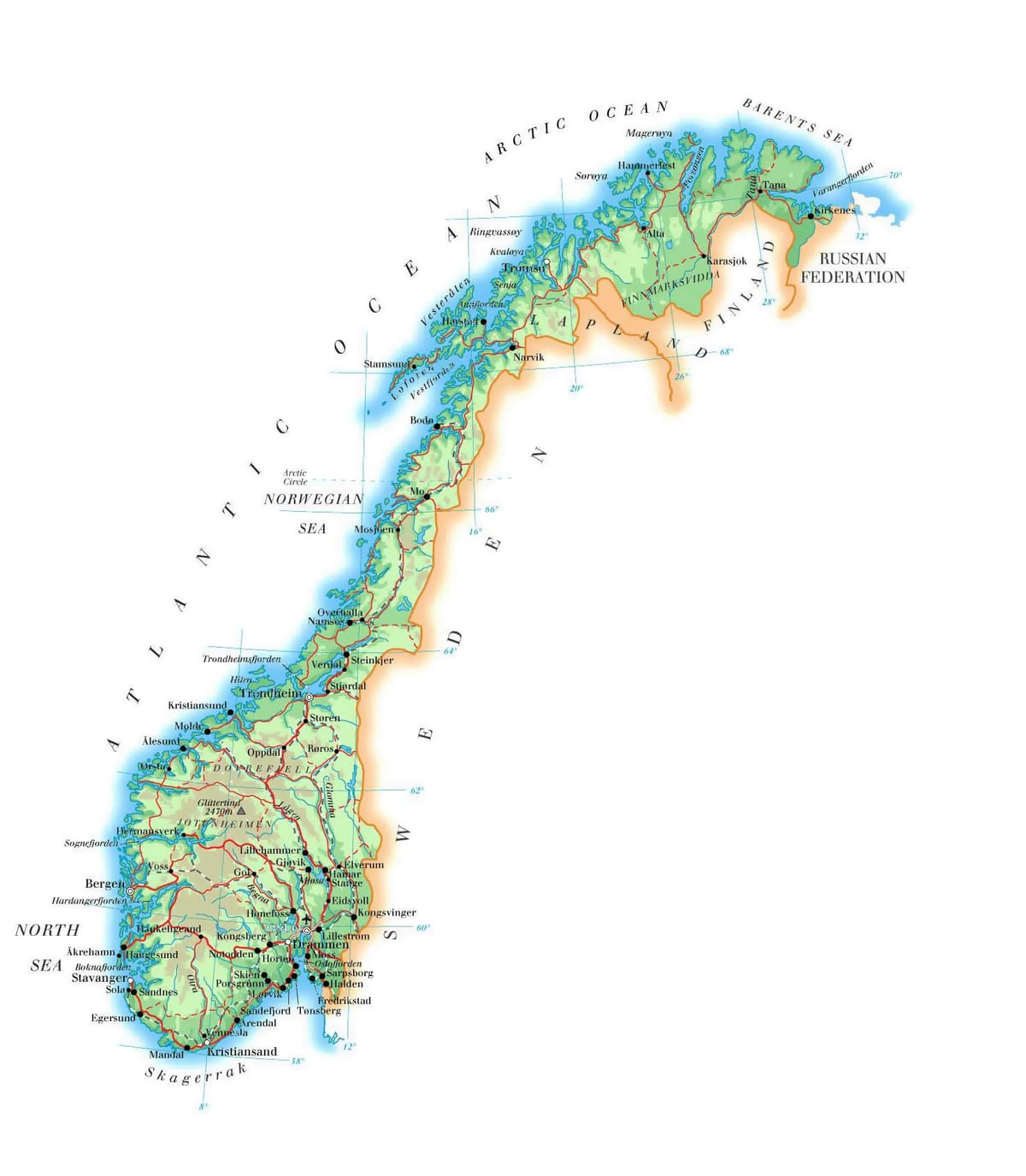 Kat jeyografik nan Nòvèj elevasyon
