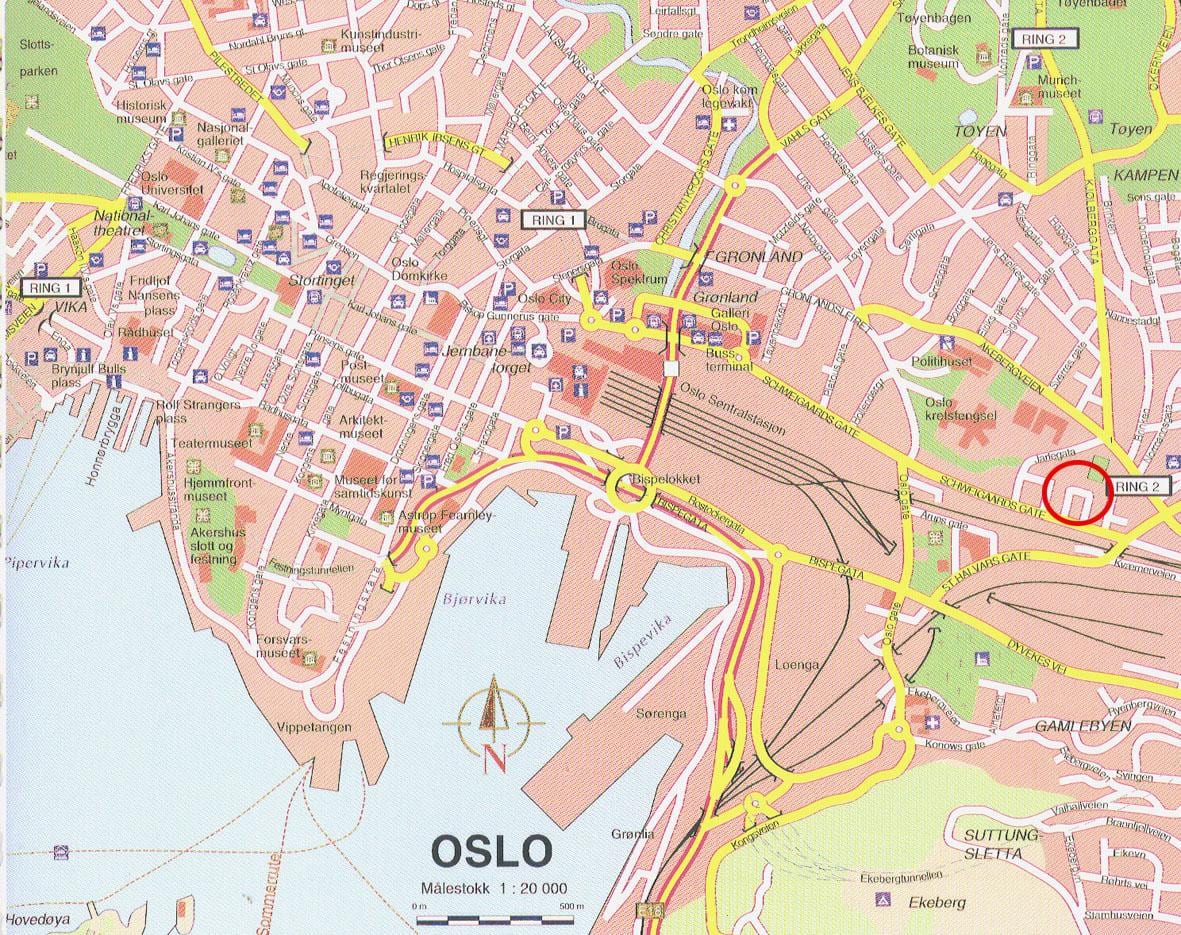 kat jeyografik nan oslo Nòvèj sant vil la