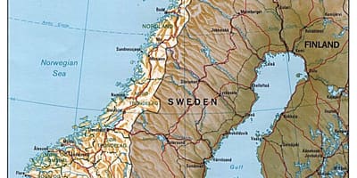 Detaye kat jeyografik nan Nòvèj ak lavil